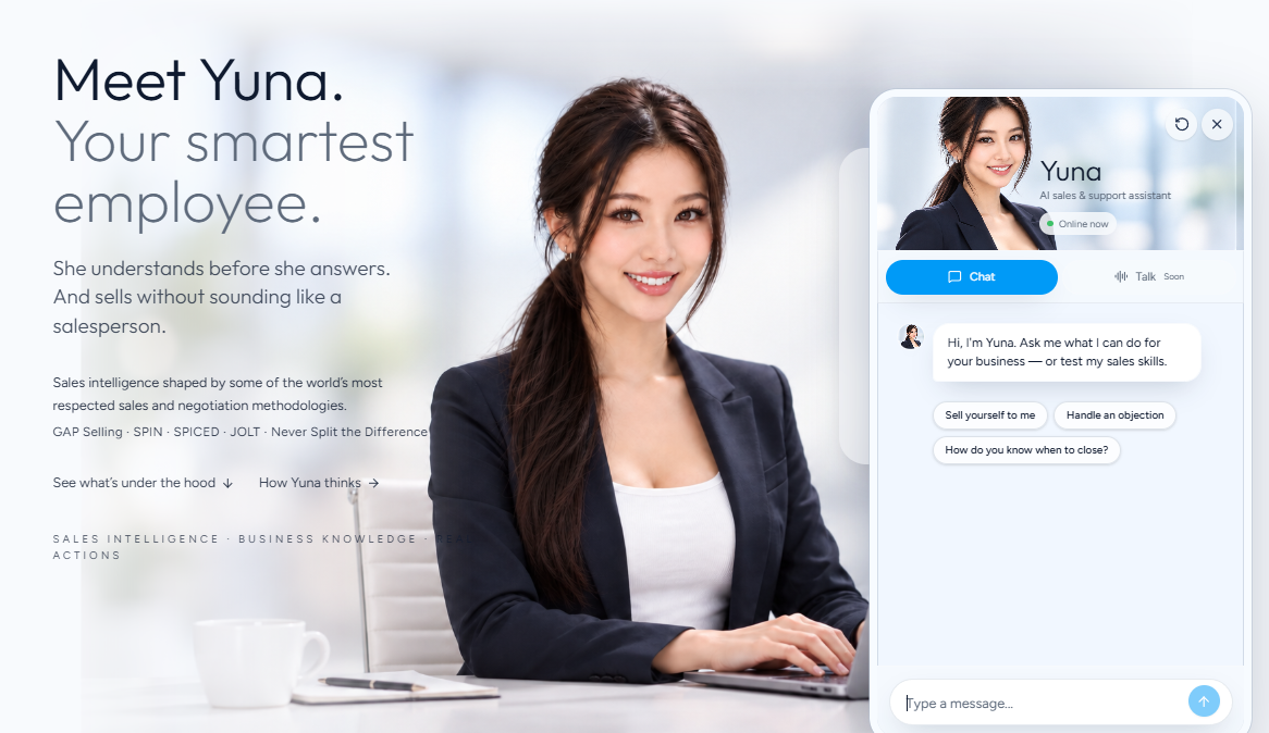 Yuna AI sales and support assistant